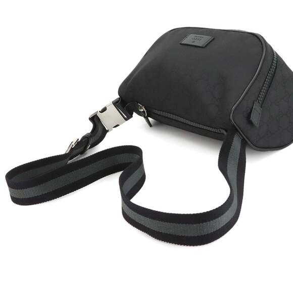 Gucci GG Nylon Crossbody Bag, Black Leather with Silver Hardware, 449182 - Picture 6 of 10